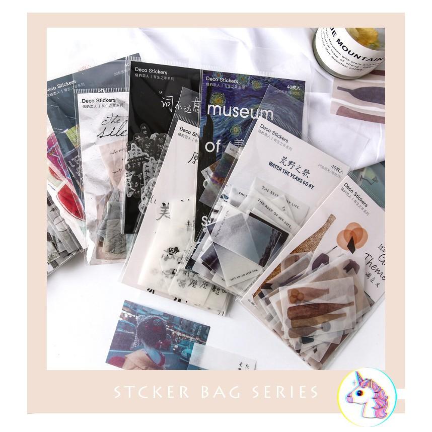 Set 40 sticker vintage - ảnh chụp phong cảnh deco sticker