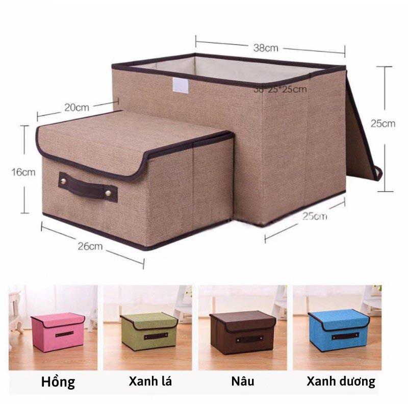 Bộ 2 Hộp Vải Đựng Quần Áo, Đồ Dùng Đa Năng Khung Giấy Cứng
