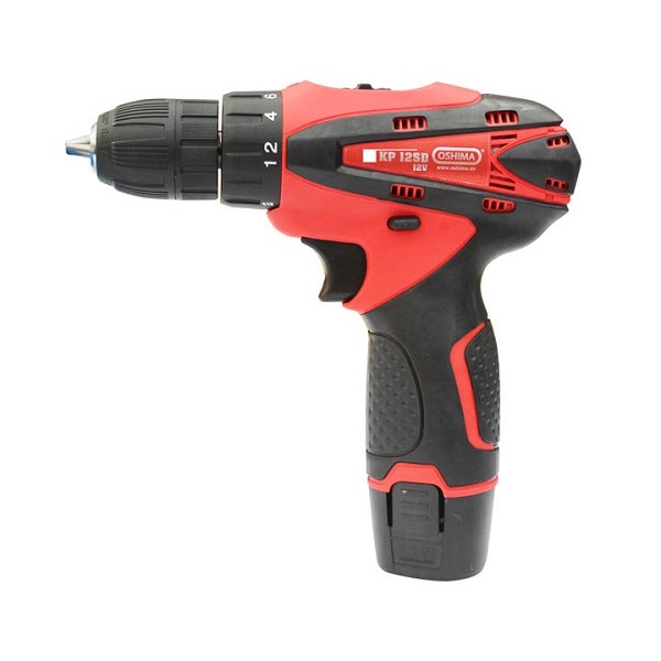 Máy Khoan Pin Oshima KP12SD-K 12V/1.5 AH*2, 1 Bộ Phụ Kiện Mũi Khoan Đầu Túp màu đỏ