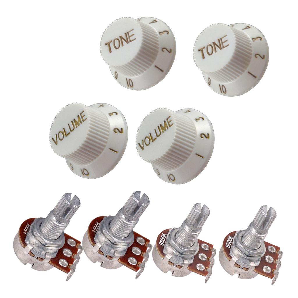 A500K B500K Split Shaft Audio Taper Pots Volume Tone Control Knob Accessory