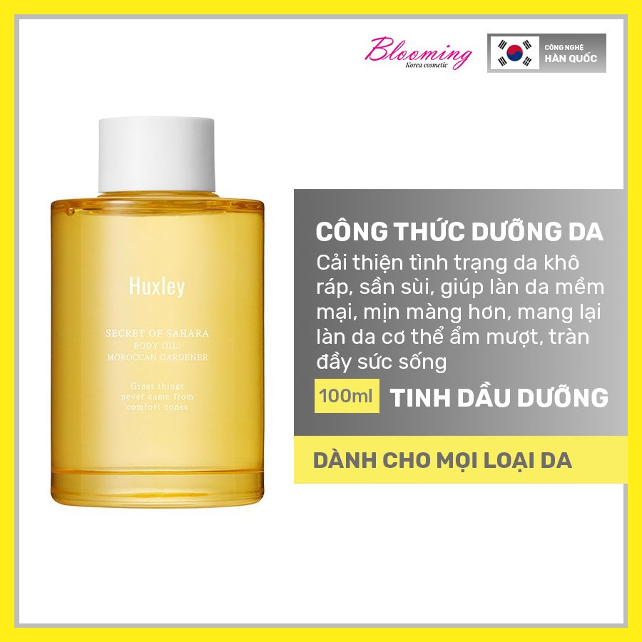 (11/2024) Tinh Dầu Massage Dưỡng Ẩm Toàn Thân Cho Da Huxley Body Oil Moroccan Gadener 100ml