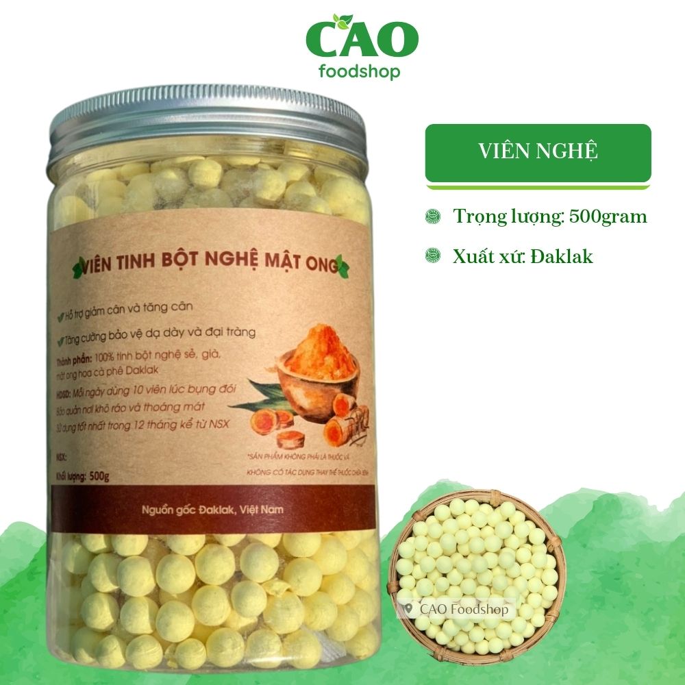 [500GR] Viên Tinh Nghệ Mật Ong CAO FOOD homemade nguyên chất 100% siêu sạch, sử dụng siêu tốt