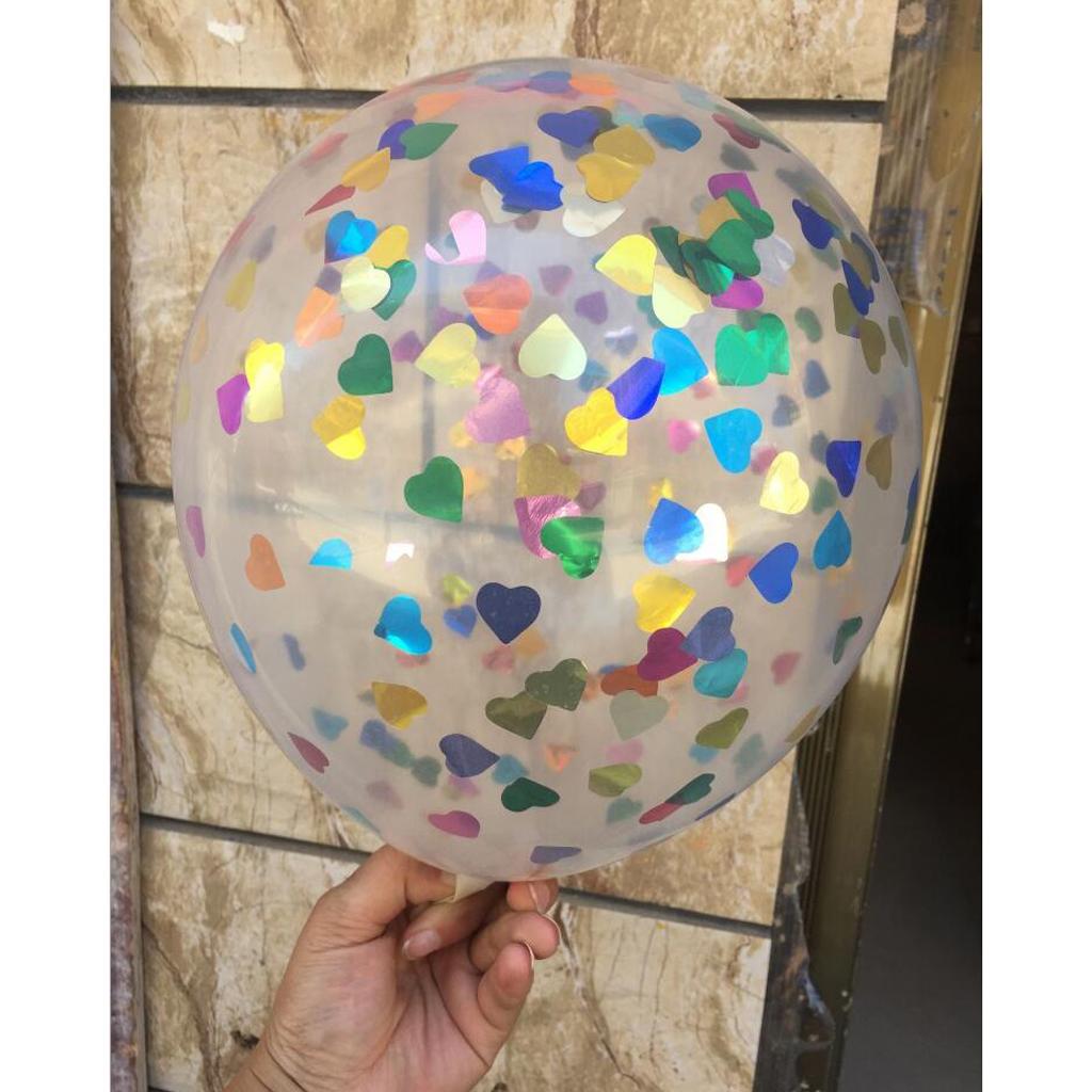 10 Clear Latex Balloons & Heart Confetti Wedding Birthday Party Decor 12in