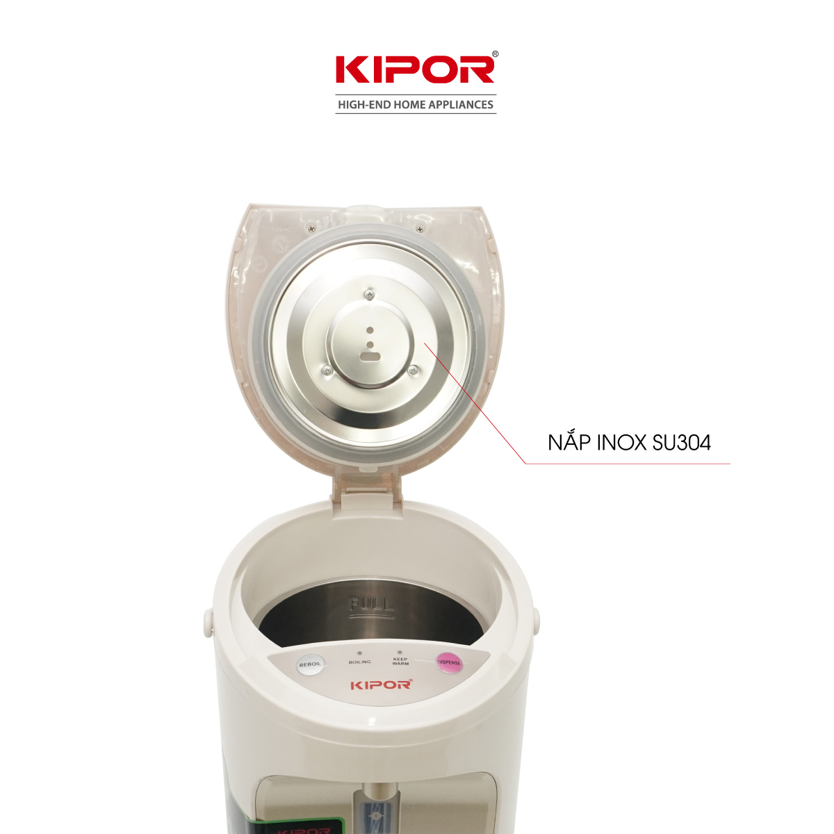 Bình thuỷ điện KIPOR KP-EP642 - 4,2L - Ruột bình inox 304 -  Đun sôi nhanh, có tay cầm, chế độ tự bật, tự ngắt, 3 chế độ lấy nước - Hàng chính hãng