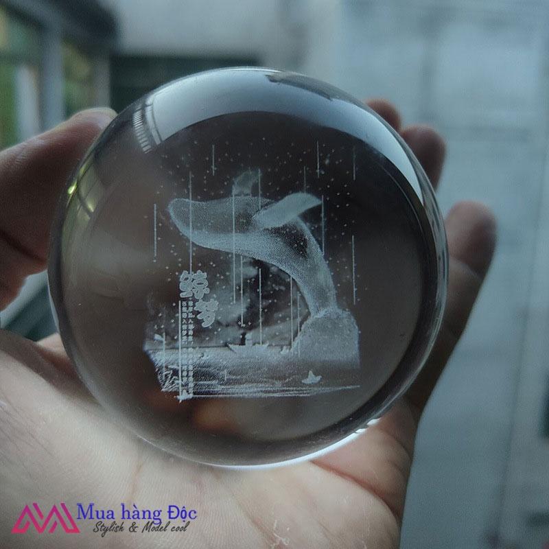 Bộ Quà Tặng Quả Cầu Pha Lê 3D larser LED giấc mơ cá voi CV02