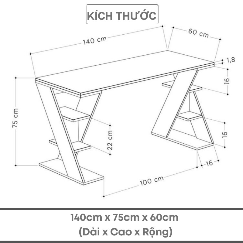 Bàn Làm Việc Với Thiết Kế Hiện Đại và 2 Chân Bàn Chữ X Sáng Tạo, Chắc Chắn SIB Decor