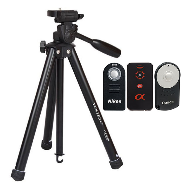 Combo Chân Máy Ảnh Tripod Yunteng VCT-686 + Remote Cho Máy Ảnh - Hàng Nhập Khẩu