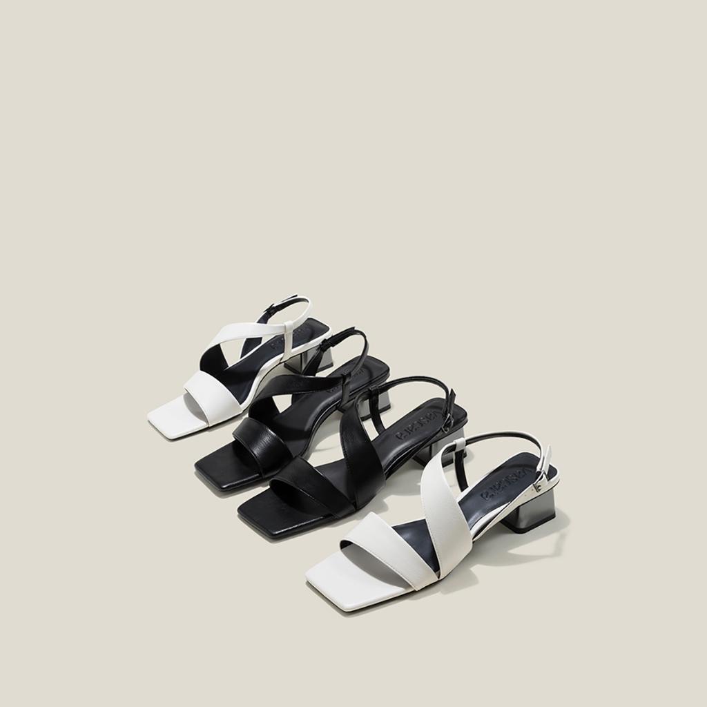 Vascara Giày Sandal Mũi Vuông Gót Si Hiệu Ứng Aluminium - SDN 0773