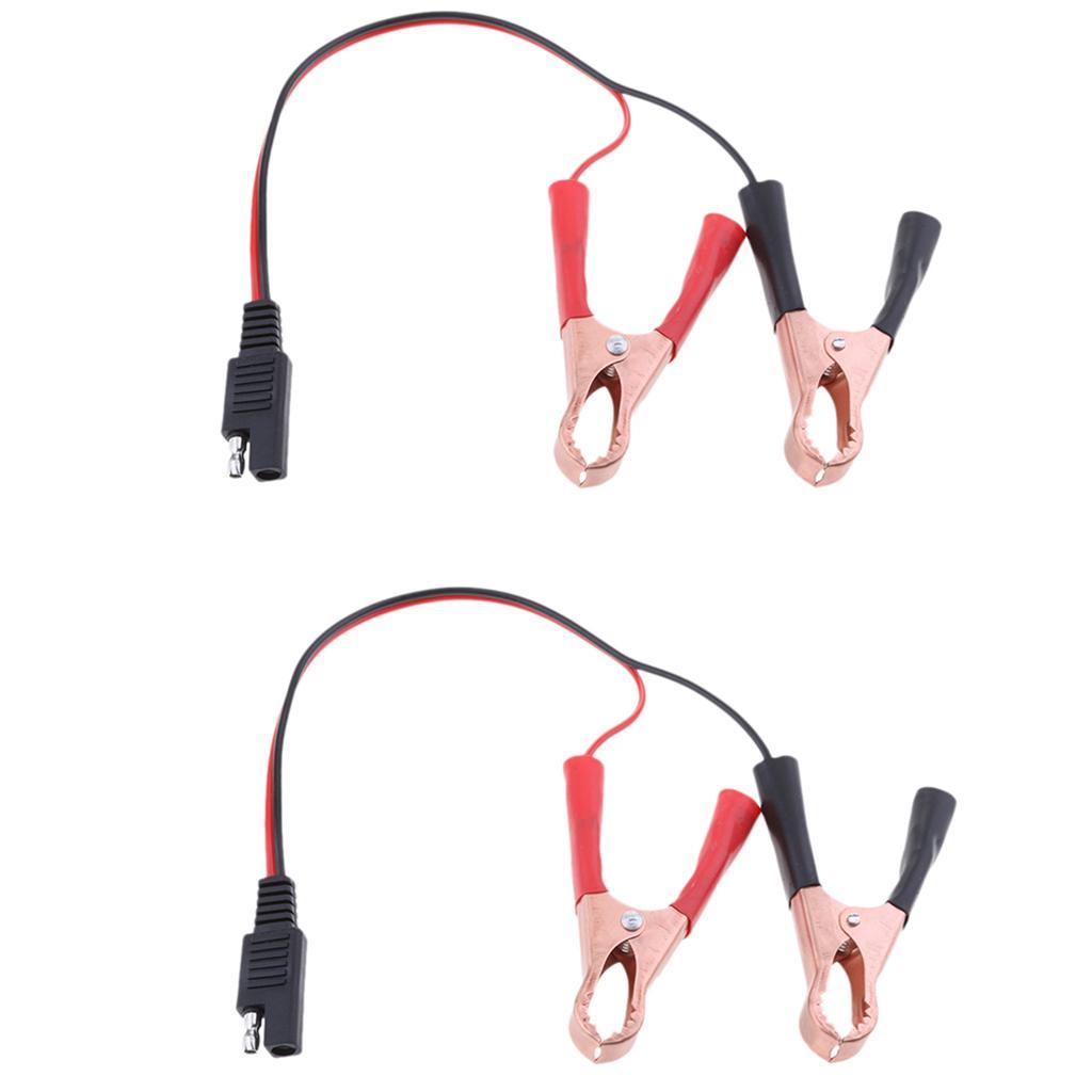 2x 10INCH SAE to Alligator Clip Harness Solar Battery Quick Connect Assembly