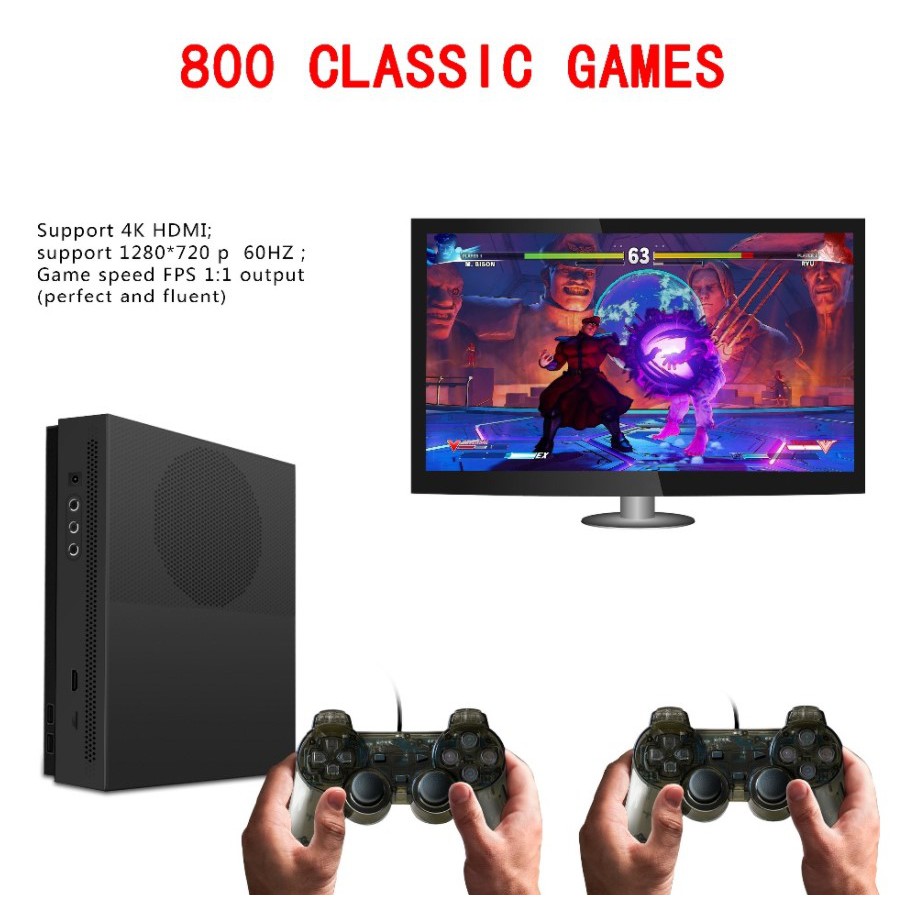 Máy chơi game điện tử tay cầm gamer kết nối tivi đa cổng HDMI và AV 800 game Hỗ trợ thẻ nhớ, lưu game