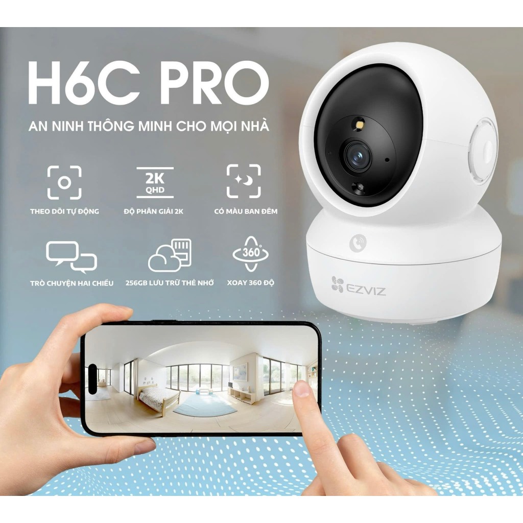 Camera Ezviz H6C Pro 2K 4mp, Nút Call Gọi Điện-hàng chính hãng