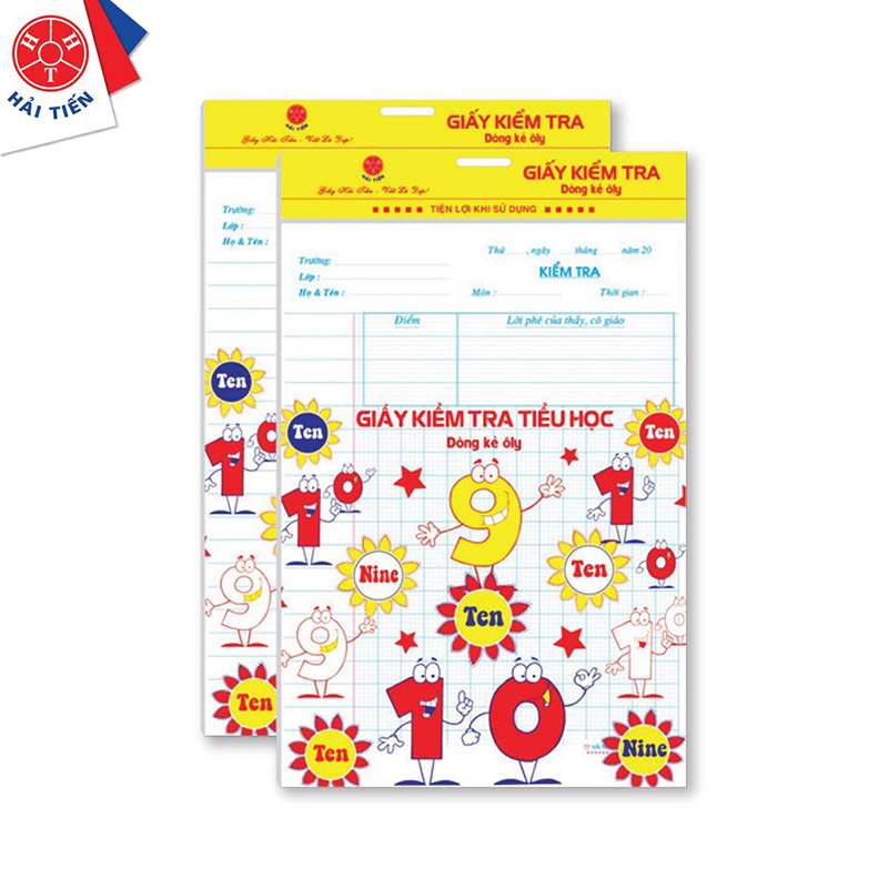 Giấy kiểm tra tiểu học Giấy Hải Tiến 4 ô ly vuông khổ 170 x 240mm 15 tờ đôi 1411