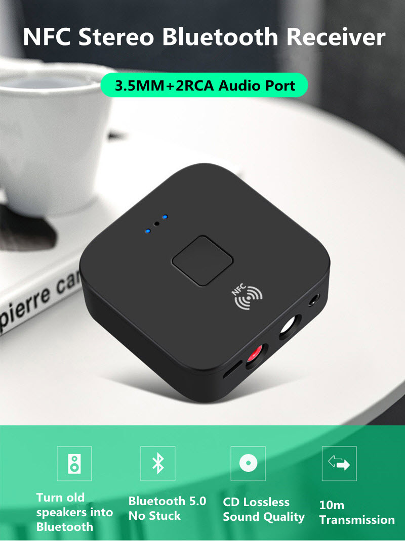 Bộ Thu Tín HIệu Âm Thanh BLS-B11 Bluetooth 5.0 Tích Hợp NFC Có Hỗ Trợ APTx Cổng AV, 3.5mm AnZ