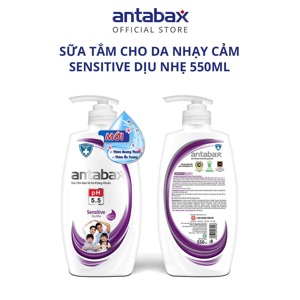 Sữa Tắm Bảo Vệ Da Kháng Khuẩn Antabax Sensitive Dịu Nhẹ 550ml