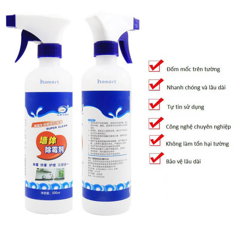 Chai Xịt Tẩy Mốc Tường Nhà 500ml Tẩy Sạch Đốm Mốc Hiệu Quả Tiện Dụng Hiệu Quả Hàng Nội Địa