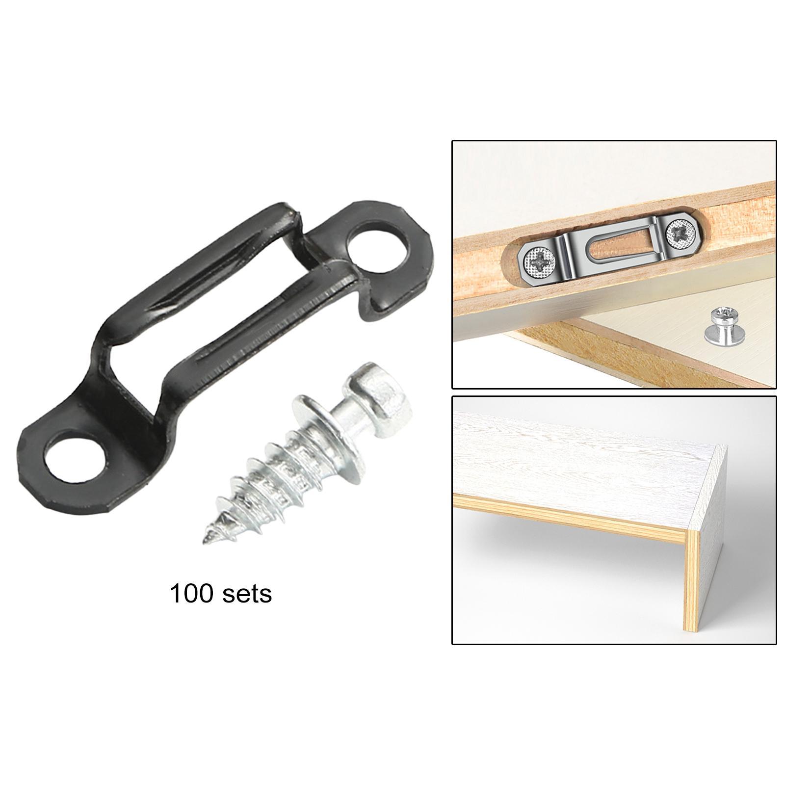 100x Invisible Connector Screw Fasteners Steel 2 in 1 Cabinet Hinge Assembly