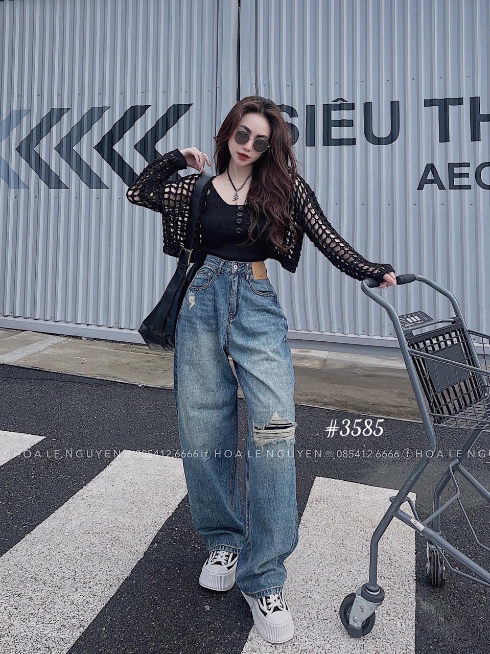 QUẦN BAGGY JEAN NỮ RÁCH , BAGGY JEAN CO GIÃN LƯNG CAO TÔN DÁNG DỄ PHỐI ĐỒ