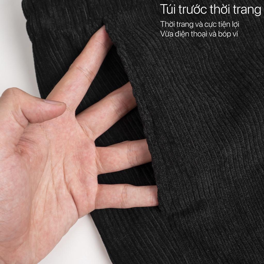 Quần short đùi unisex BAMI HOME vải nhung gân, lưng thun thoát mát trẻ trung QS- 20