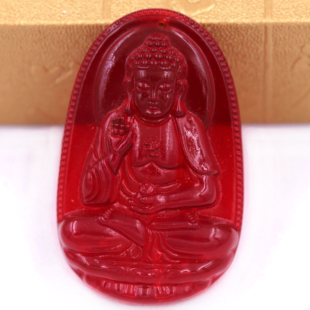 Mặt Phật hộ mệnh tuổi Tuất, Hợi - Mặt dây chuyền Phật A di đà Pha Lê Đỏ - Size phù hợp cho nam và nữ - Mặt Đá Phong thủy Bình an, May mắn