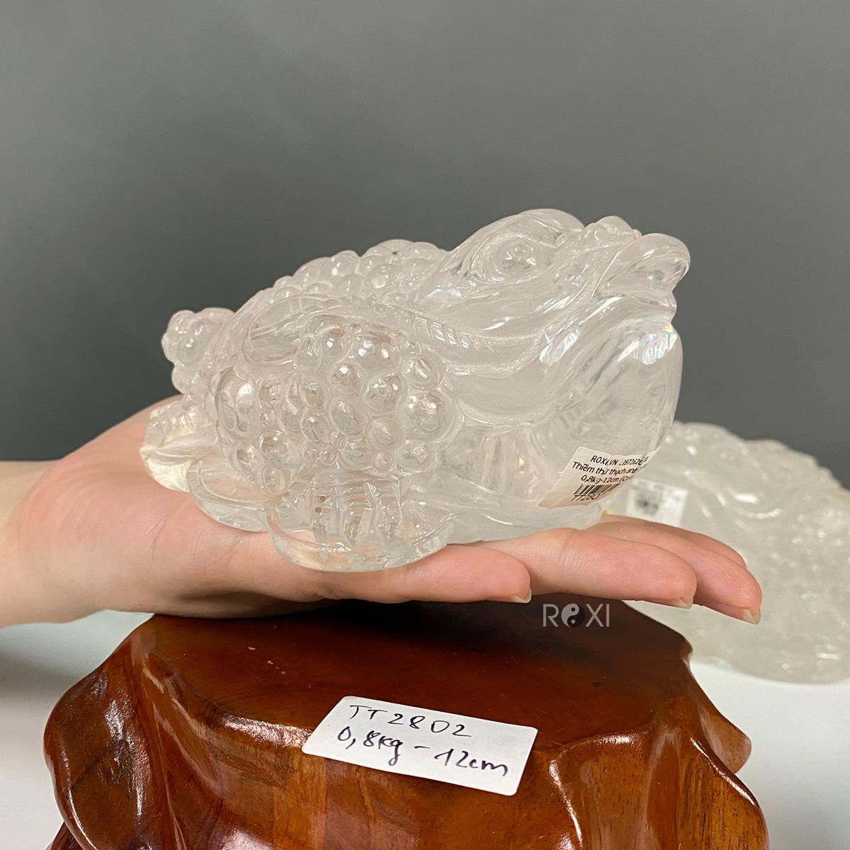Thiềm thừ thạch anh trắng trong 0,8kg - 12cm