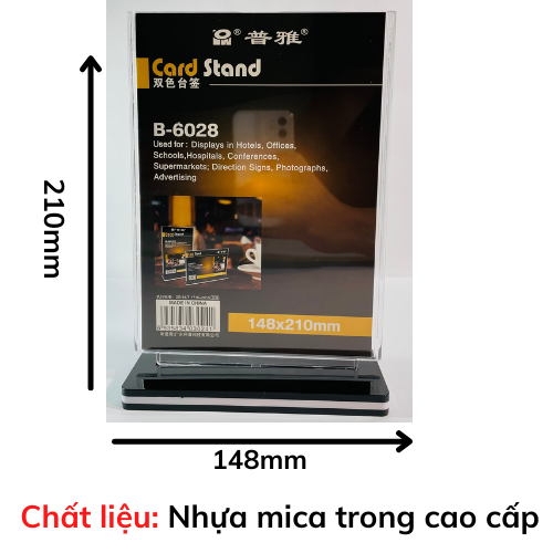 Menu đế ghép 2 mặt mica để bàn A5 dọc B6028