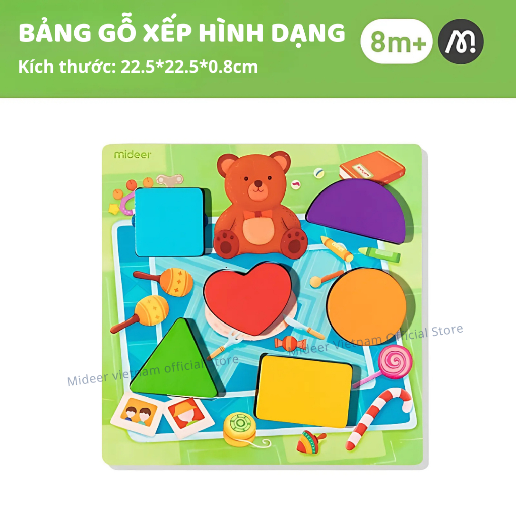 Bảng ghép hình chữ cái, số , đồ vật và thức ăn Mideer wooden peg puzzles