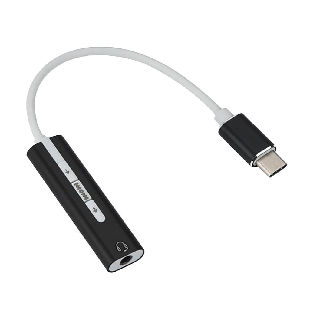 Type C To 3.5mm USB-C Headphone Audio Adapter Aux Mic Connector Cable