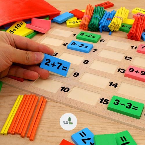 Đồ chơi gỗ gồm 110 Quân kèm Que Tính - Đồ Chơi giáo dục toán học cho bé