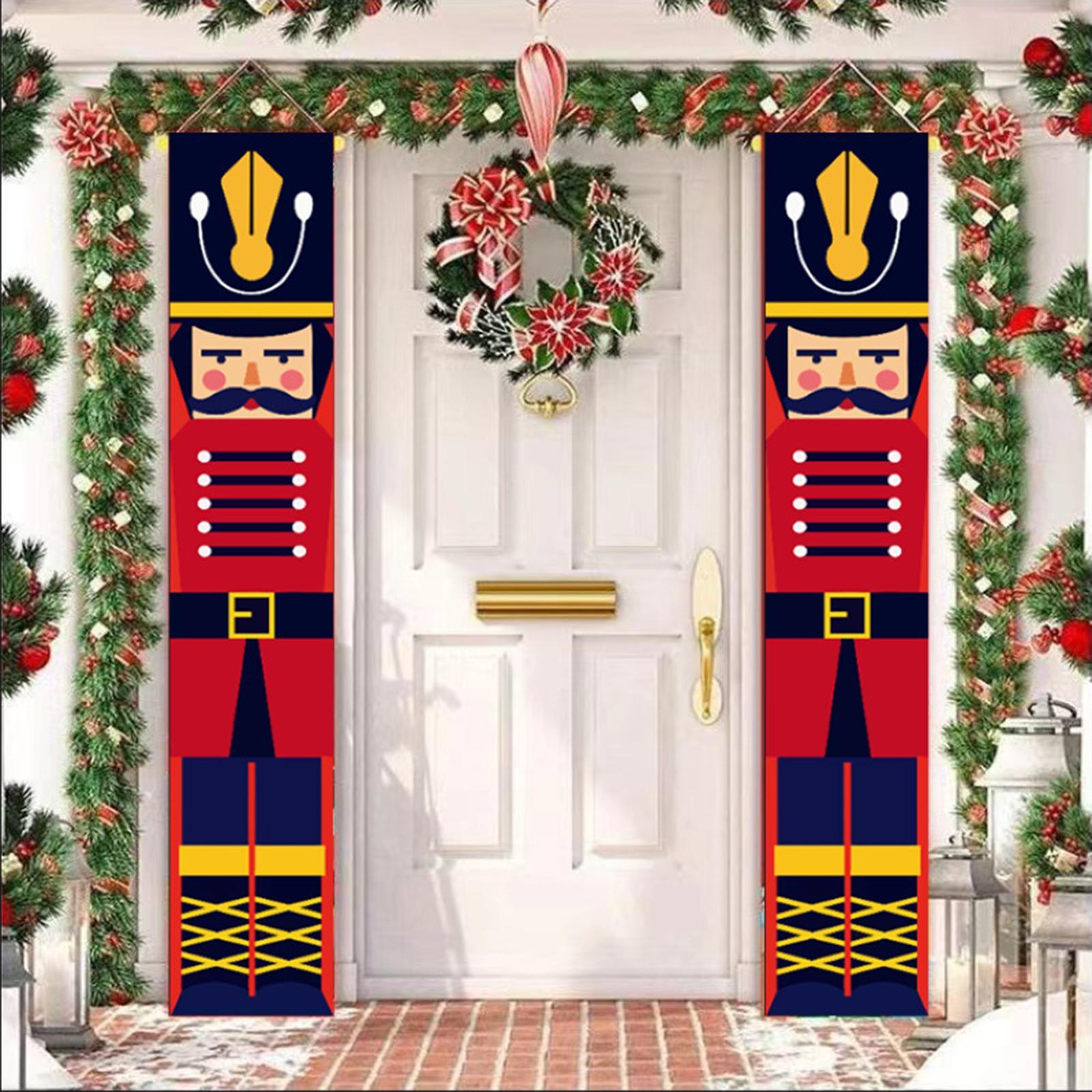 Christmas Banner Sign Christmas Porch Signs Christmas Hanging Banners Party Decor Nutcracker Christmas Sign for Holiday Home