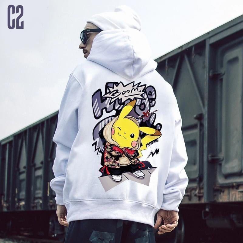 Áo hoodie unisex nam nữ hình Pikachu.u có bigsize vải nỉ bông cao cấp