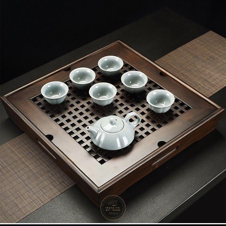 Khay Trà Tre Cao Cấp Vuông Nhỏ Kích Thước 28*28*6,5 KT 08.1