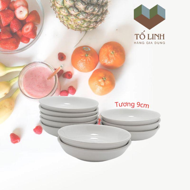 Combo 10 đĩa tương sứ trắng,,Set 10 dĩa tương sứ trắng