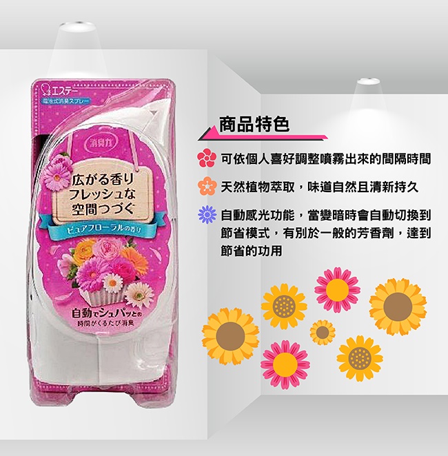 Bộ máy xịt phòng tự động Shaldan + Chai xịt phòng hương Floral