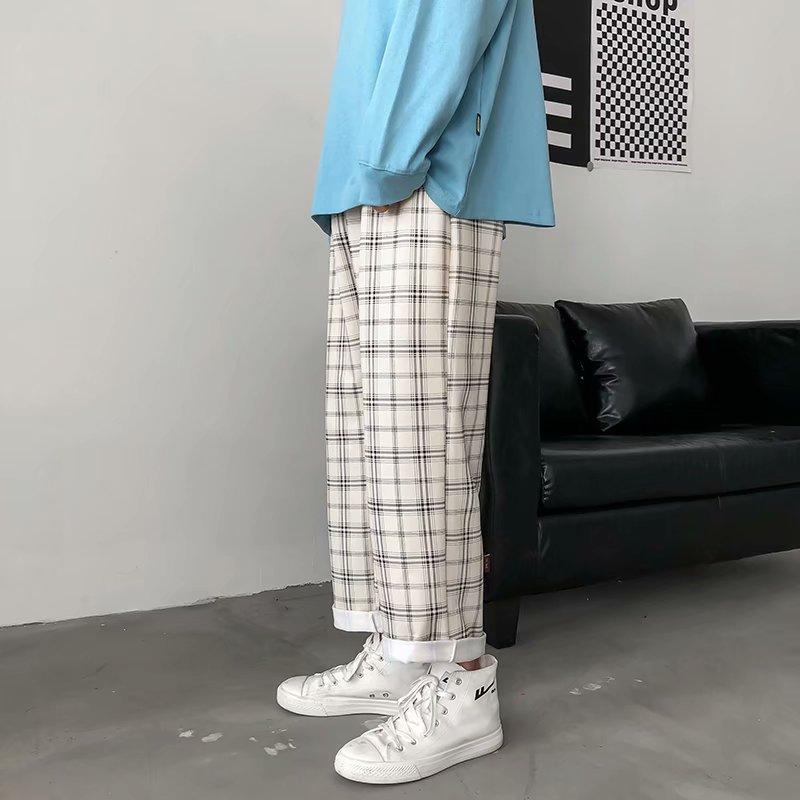 Quần Dài Ống Đứng Sọc Caro Thời Trang Hàn Quốc 2021. Size M-3Xl