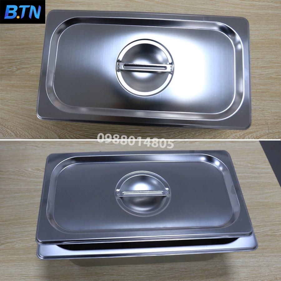 Khay topping đựng thạch trà sữa, thực phẩm 1/3 sâu 10cm chất liệu inox cao cấp BTN