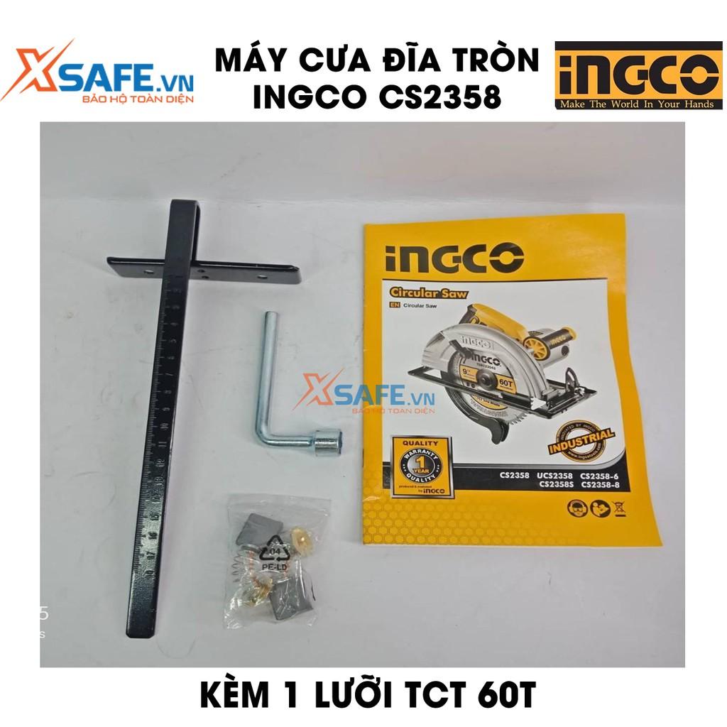 Máy cưa đĩa tròn INGCO CS2358 kèm theo 1 lưỡi cưa TCT 60T, công suất 2200W, tốc độ không tải 3800rpm - Chính hãng