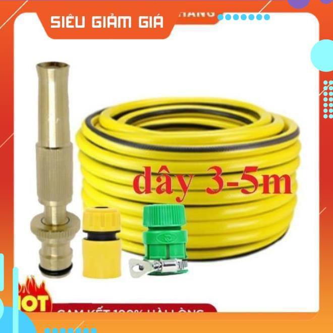 Bộ dây vòi xịt nước rửa xe, tưới cây . tăng áp 3 lần, loại 3m,5m 206587 cút sập,nối vàng+ tặng mở chai