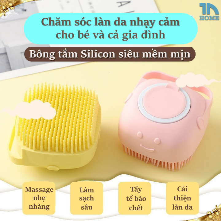 Bông tắm silicon siêu mềm cho bé 3 màu lựa chọn