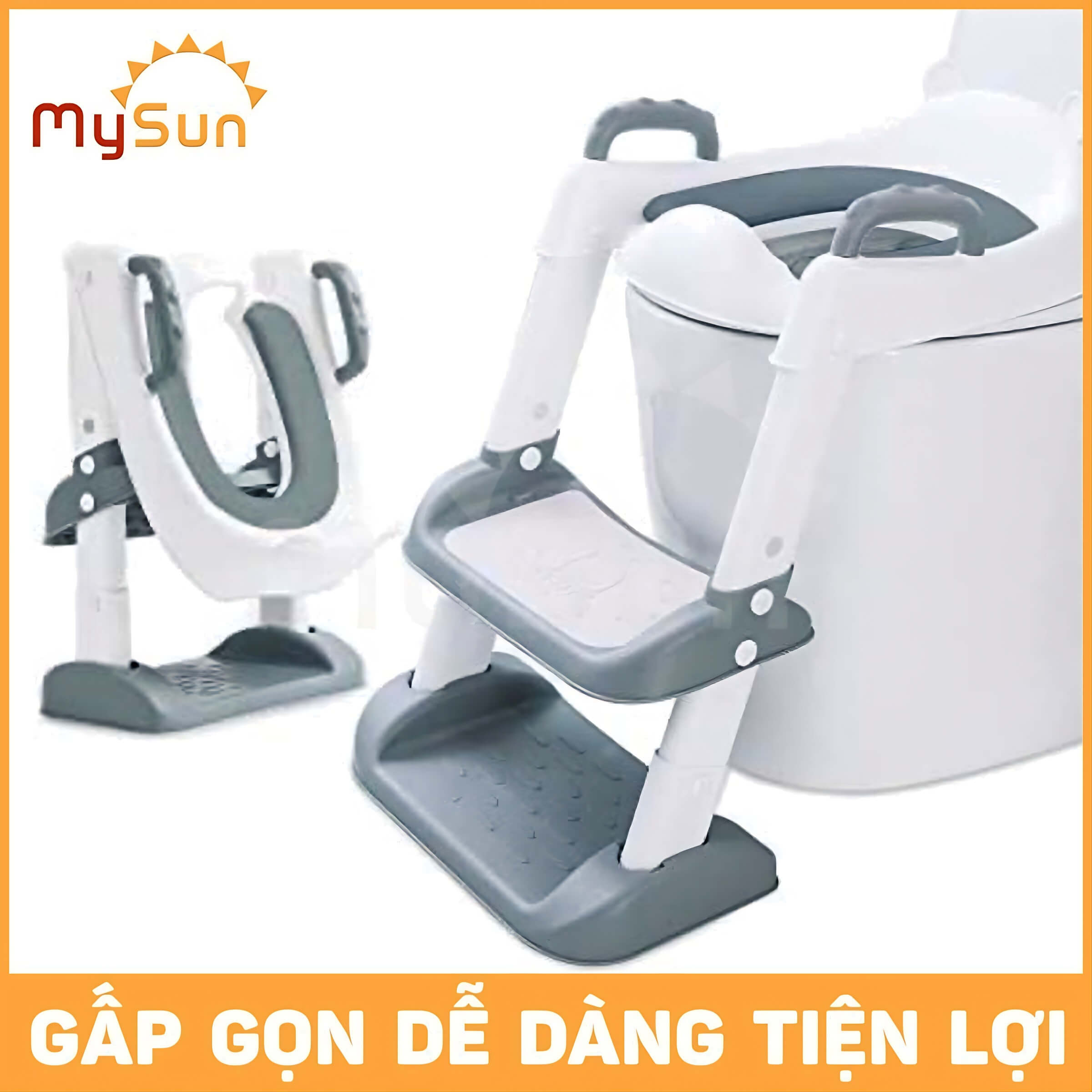 Thang kệ nắp bệ thu nhỏ bồn cầu đi vệ sinh toilet cho bé trai gái 1 2 3 5 tuổi lót pvc mềm MySun