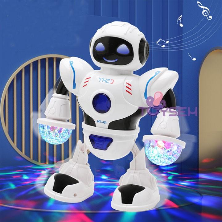 Đồ chơi trẻ em robot nhún nhảy múa theo nhạc có đèn led vui nhộn - Quà tặng sinh nhật cho bé