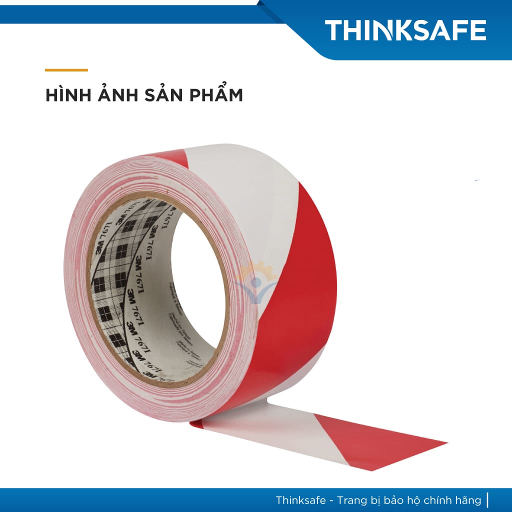 Băng keo dán nền cảnh báo 3M 767 sọc trắng đỏ, phân chia lối đi, cảnh báo nguy hiểm, keo dán chắc chắn bền màu