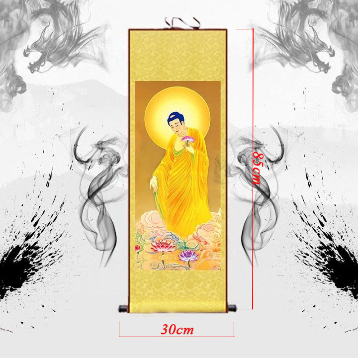 Tranh Phật cuộn lụa tơ tằm trang trí sang trọng
