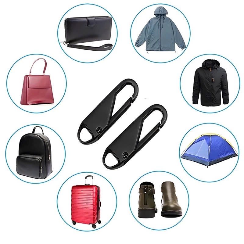 COMBO 3 Móc khóa zip kéo Đầu dây khóa kéo kim loại đồng TRẮNG thay thế cho balo túi xách vali áo khoác quần