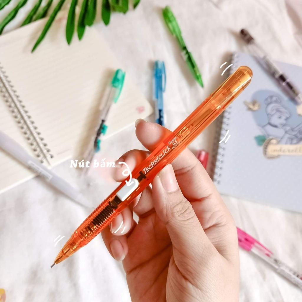 Bút Chì Bấm Thân Giữa Pentel PD105C Ngòi 0.5mm | Dễ Dàng Bấm Chì | Thiết Kế Thân Trong Đẹp Mắt