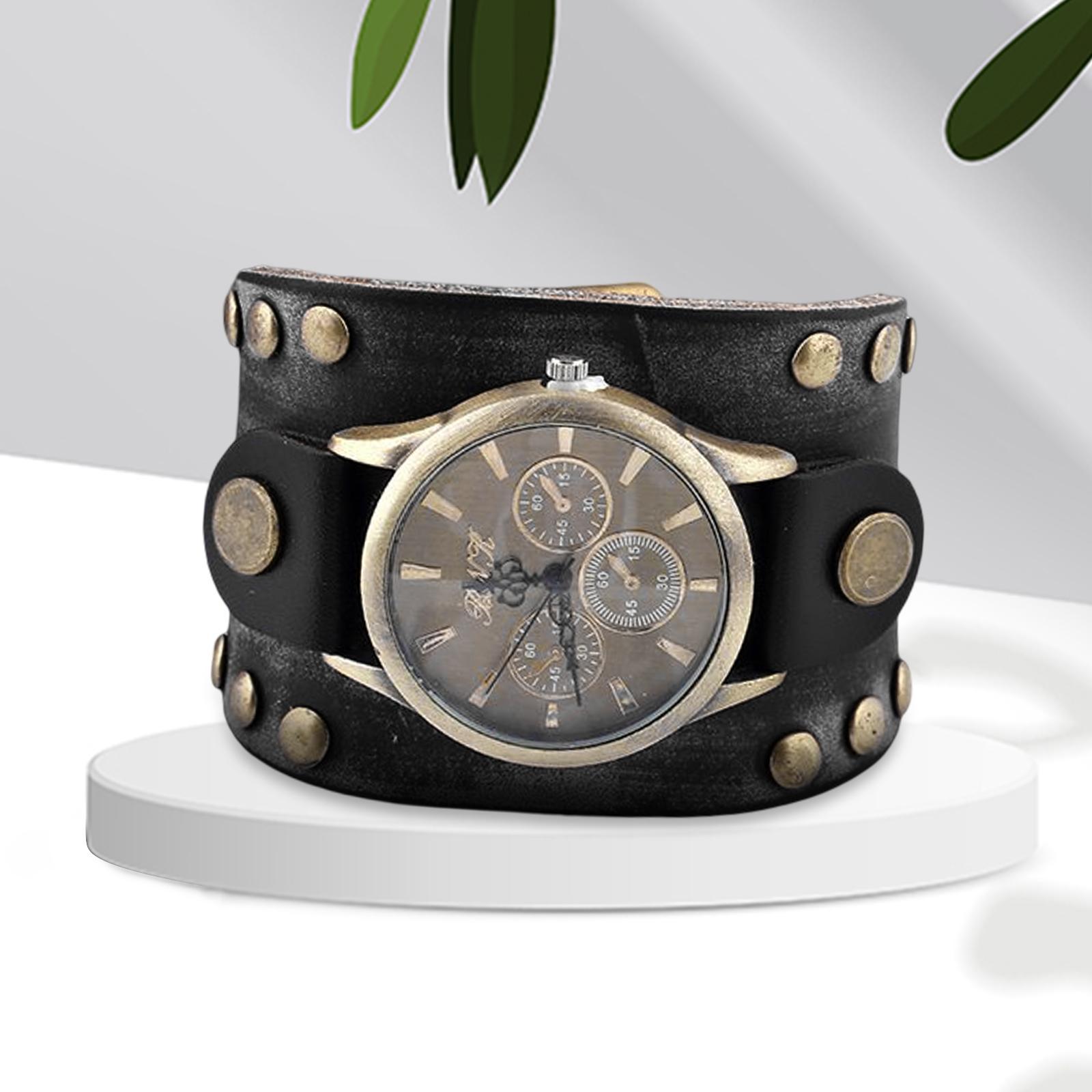 Retro Men\'s  PU Strap Watch Wristband,   5.2cm  Day Gift Male Bangles Fashion