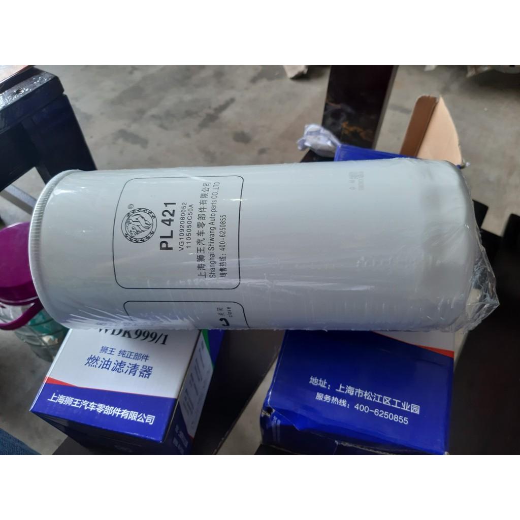 Lọc dầu PL421 - Hàng Con sư tử, lỗ ren M26 (lọc thô Howo)