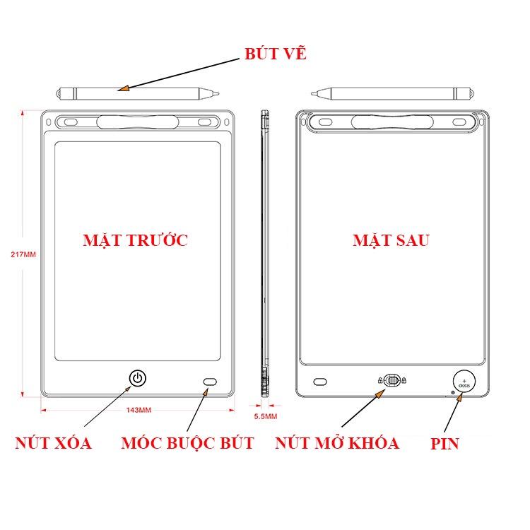 Bảng Viết tự xóa LCD, Bảng Vẽ Điện Tử Thông Minh Tự Động Xóa Thúc Đẩy Tư Duy Sáng Tạo Cho Bé 8.5 inch