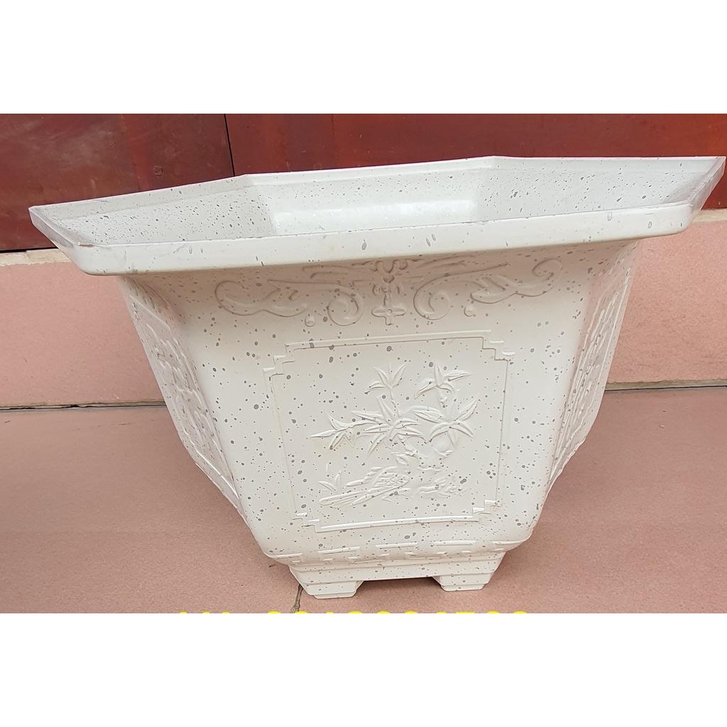 Chậu nhựa lục giác hoa văn Phúc, Lộc, Thọ L20 đa sắc màu