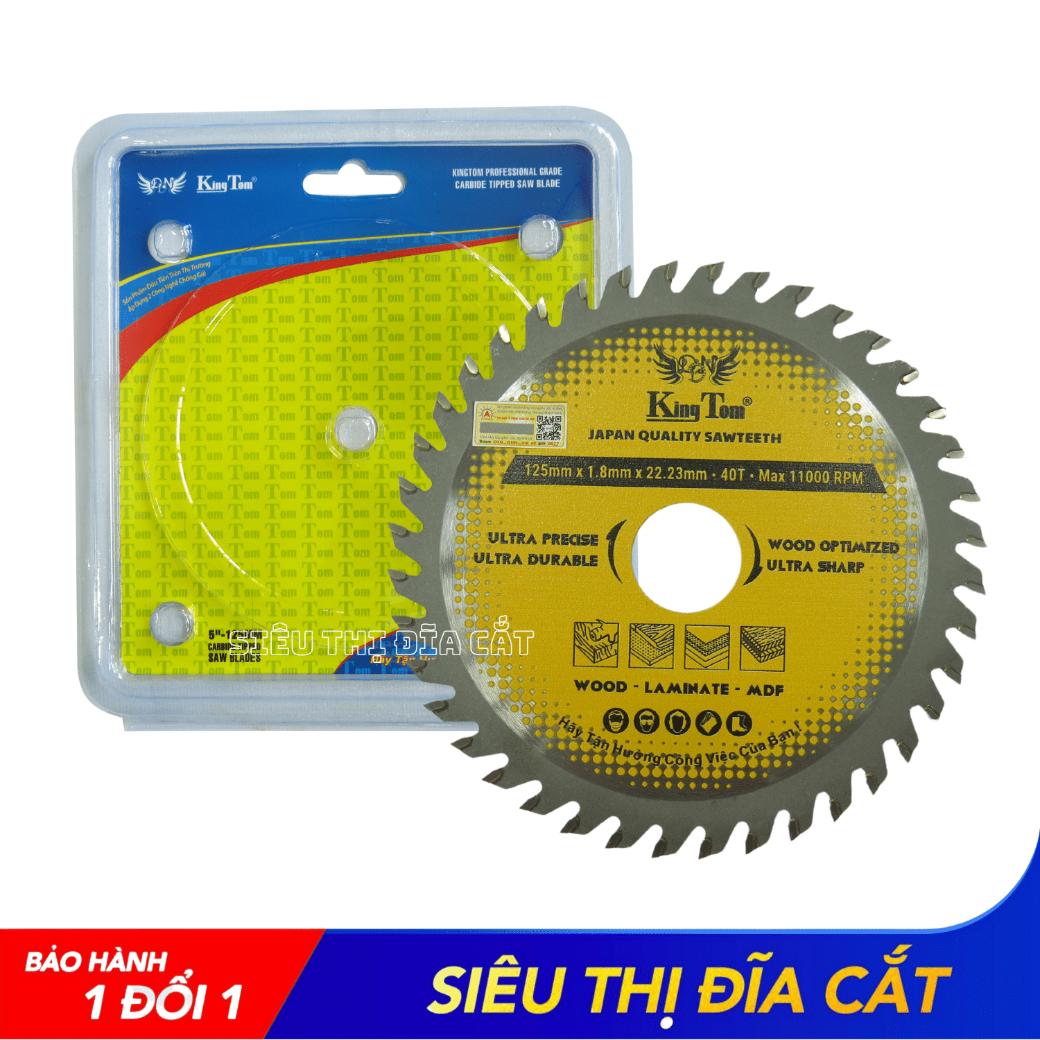 LƯỠI CƯA - LƯỠI CẮT GỖ 125-40 RĂNG KINGTOM VÀNG – CHẤT LƯỢNG VÔ ĐỊCH PHÂN KHÚC GIÁ RẺ!