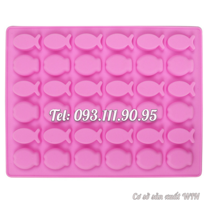 Khuôn silicon làm rau câu, socola, kẹo kẻo chip chip 36 con cá - Mã số 1198
